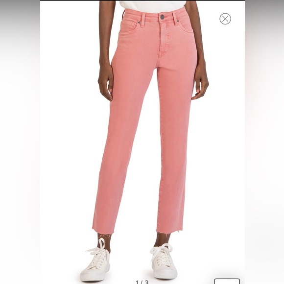 Kut from the Kloth Denim - Kut from the Kloth Size 0 Pink Reese Ankle Straight Raw Hem Jeans